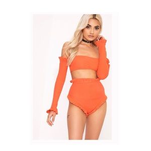 Hot pant and off the shoulder crop top co-ord set